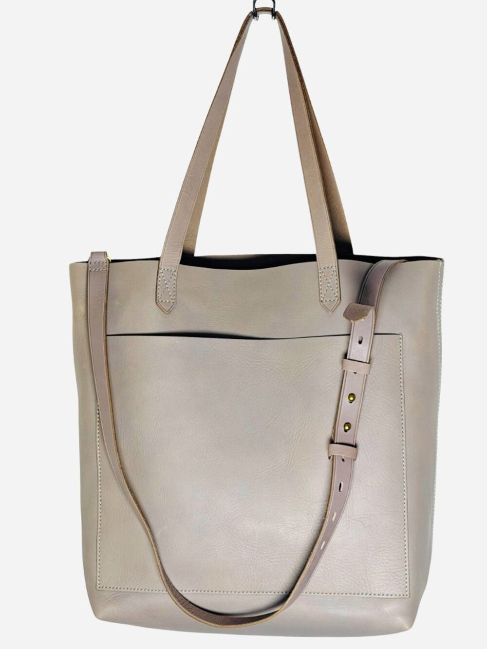 Madewell Medium Transport Tote Nubuck Leather Crossbody Bag Purse Stone Gray NWT